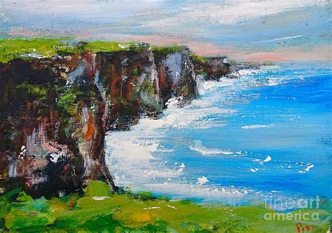 Cliffs Of Moher Panoramic Painting By Mary Cahalan Lee Aka Pixi Pixels