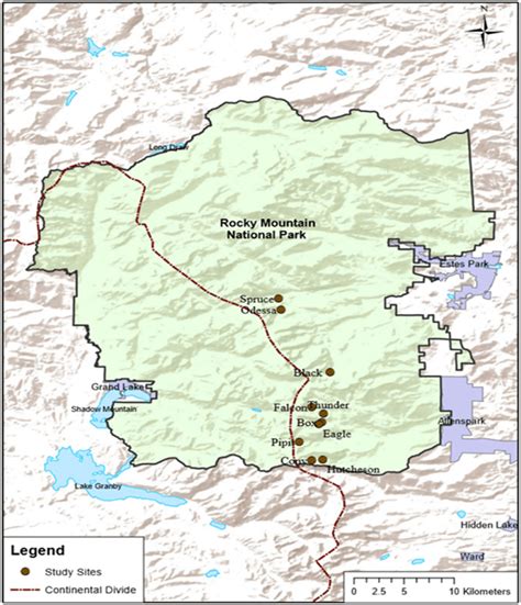 Base Map For Study Sites In Rocky Mountain National Park Colorado