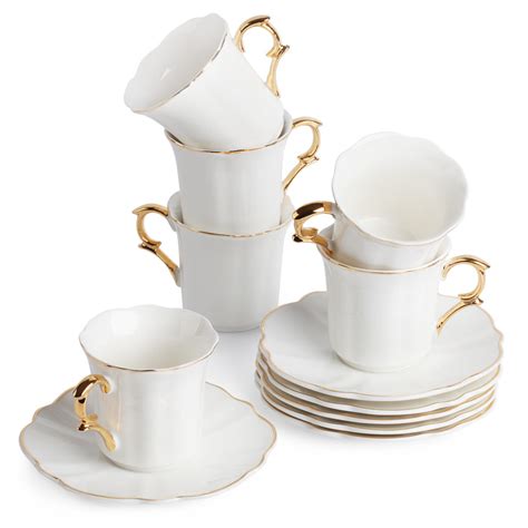 Btät Espresso Cups And Saucers Set Of 6 Demitasse Cups 24 Oz With