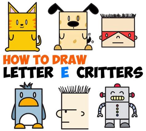Maybe you would like to learn more about one of these? Huge Guide to Drawing Cartoon Characters from Uppercase Letter E - Easy Tutorials for Kids - How ...