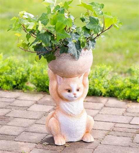 Creating a hanging planter is simple. Cat Holding a Bowl Indoor/Outdoor Cast Resin Planter ...