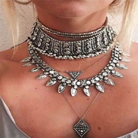 Manerson New Vintage Crystal Choker Necklace Boho Neck Rhinestone
