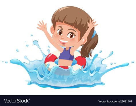 Girl Swimming In Pool Royalty Free Vector Image