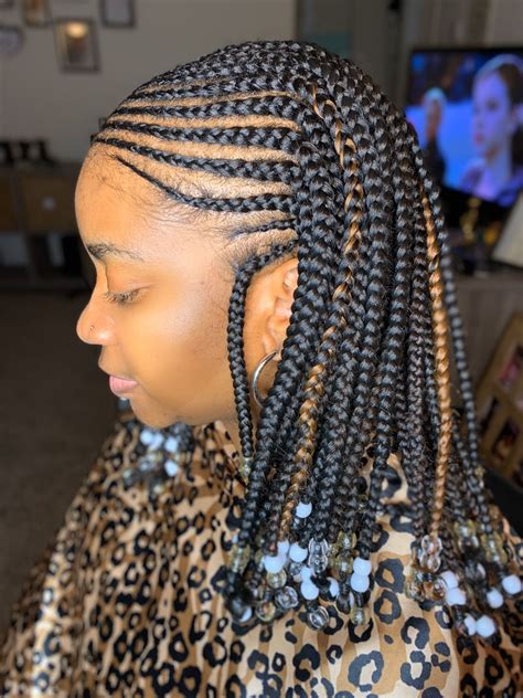 Feed In Box Braids With Beads Lalocades