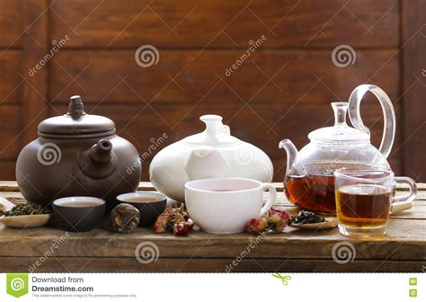 Tea Party Still Life Assortment Tea Stock Photo Image Of Teapot