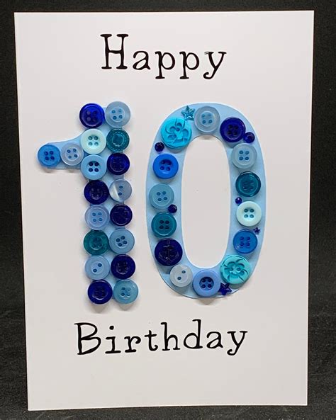 Happy 10th Birthday Card Personalised 10th Birthday Card Etsy Uk Birthday Card Craft Happy