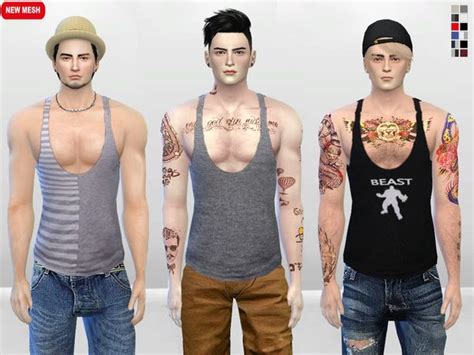 Mclaynesims Meat Head Muscle Tank Top Sims 4 Male Clothes Sims 4