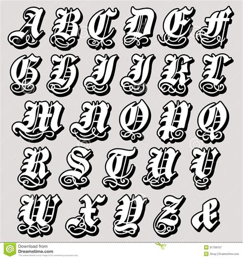 Complete Gothic Alphabet Tattoo Lettering Alphabet Graffiti