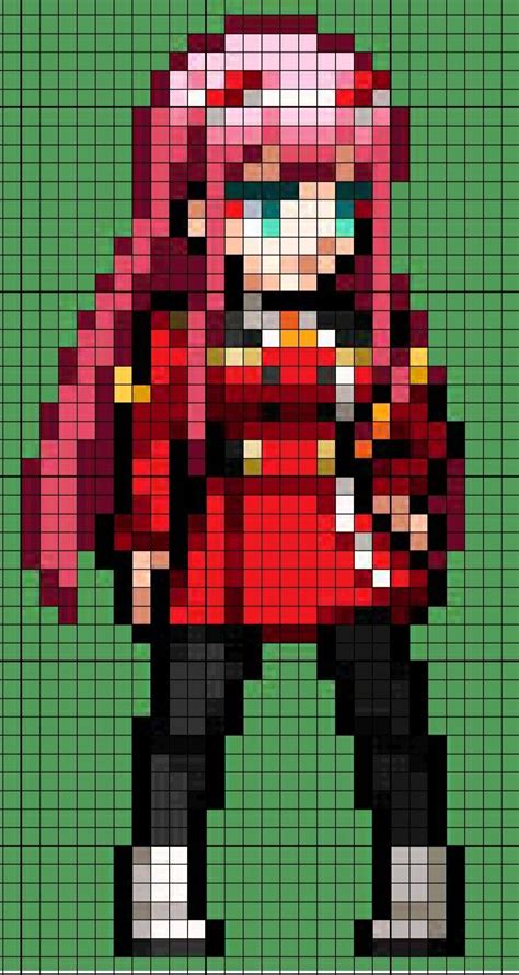 Zero Two Pixel Art Grid Fabricarttutorialsdesignreference