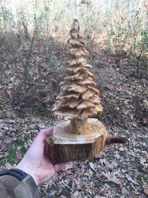Christmas Tree Chainsaw Carving By Josh Carte Hand Carved Wood Art