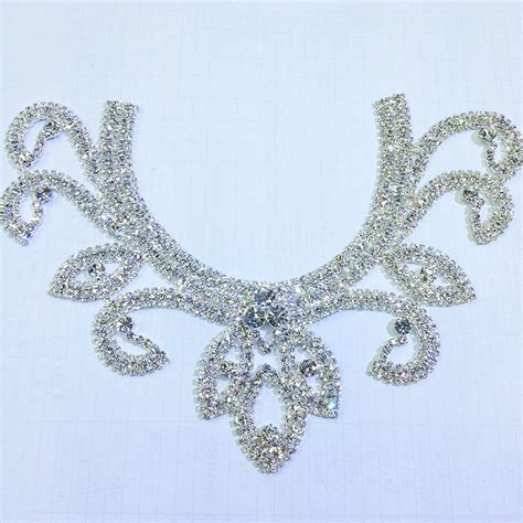 buy sewing rhinestone applique patch 23cm silver base clear crystal rhinestones