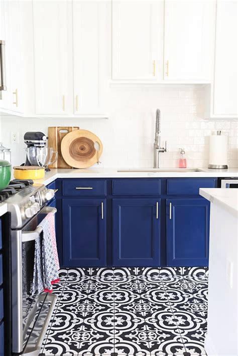 Kitchen flooring is a key component to any kitchen design. Our Navy Blue and White Kitchen Remodel - No. 2 Pencil