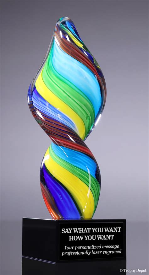 Hand Blown Glass Colorful Glass Art Corporate Glass Award Diamond Twist Glass Sculpture Blown