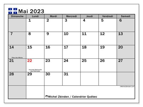 Calendrier Mai 2023 à Imprimer “49ld” Michel Zbinden Ca