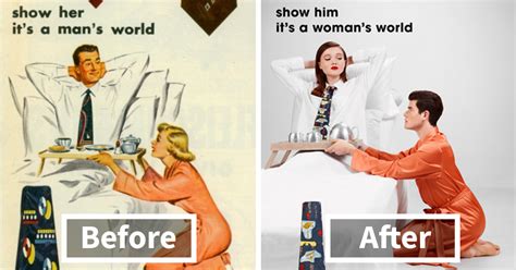 sexist vintage ads get made over with reversed gender roles and some men will not like the