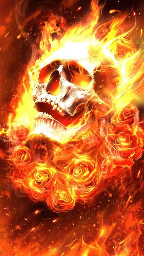 Skull Wallpaper Fire For Mobile Phone Tablet Desktop Computer And