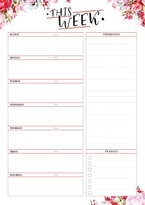 Free Printable Weekly Planner With Priorities PDF Download Free Weekly Planner Templates