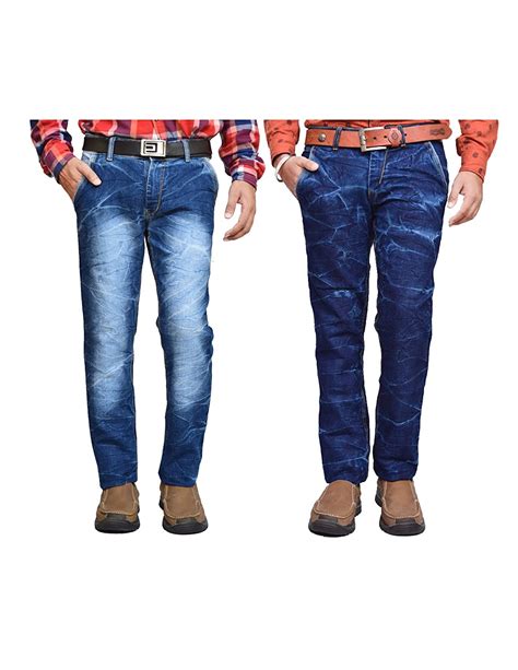 Buy American Noti Blue Cotton Jeans Pant For Man Stretchable Slim Fit