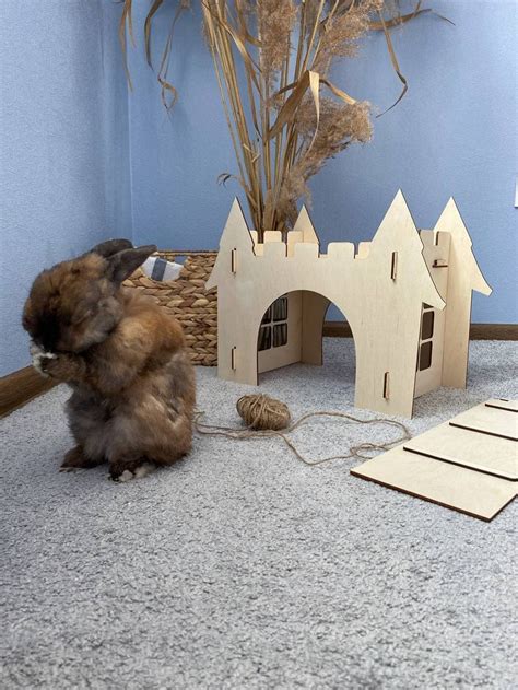Wooden Rabbit House Bunny Castle Etsy