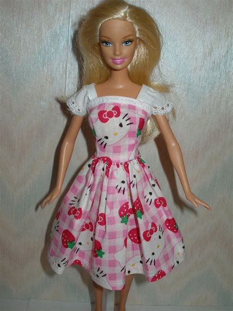 Handmade Barbie Doll Clothes Pink And White Dress Barbie Clothes