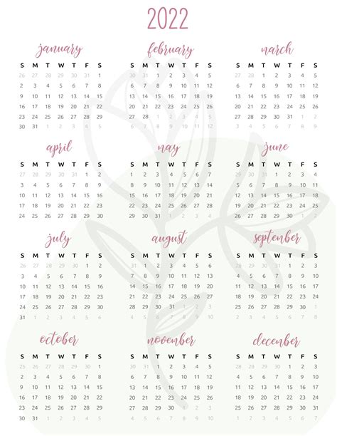 Print 2022 Printable Calendar One Page Download Blank Calendar 2022