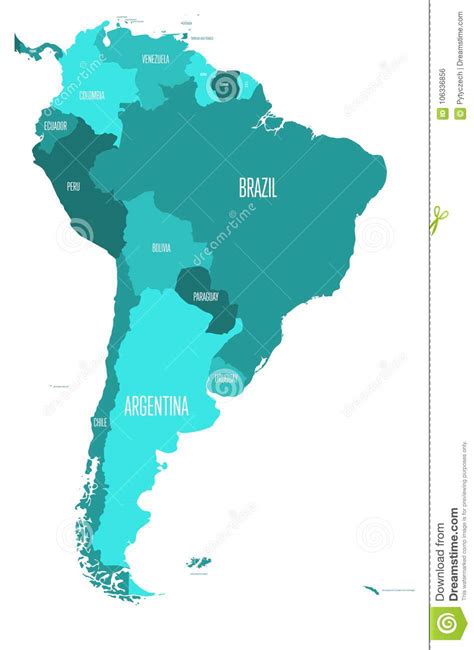 Political Map Of South America Simple Flat Vector Map With Country