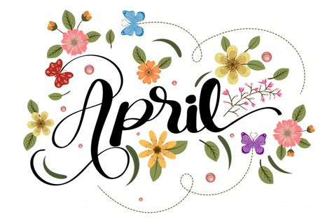 Hello April With Flowers And Leaves Illustration April Month