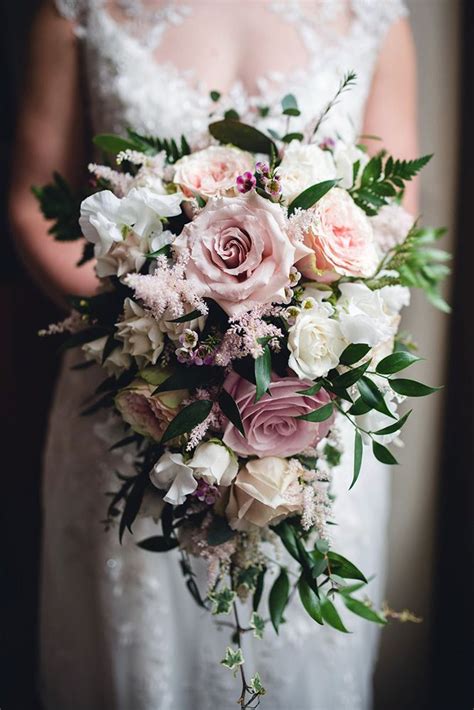 Cascading Wedding Bouquets Pink With Roses Flowers By Kirsty