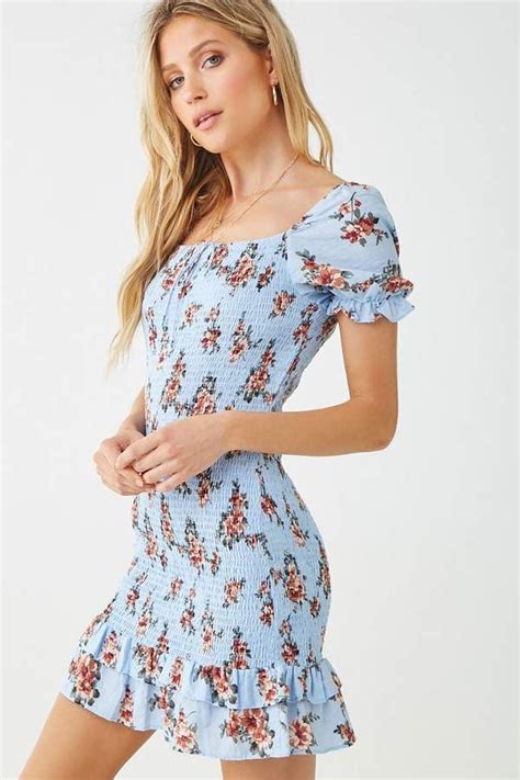 forever 21 floral smocked mini dress