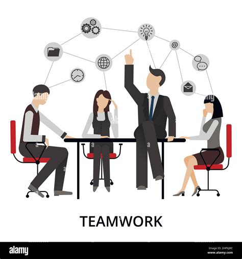 Modern Flat Design Vector Illustration Concept Of Teamwork Process And