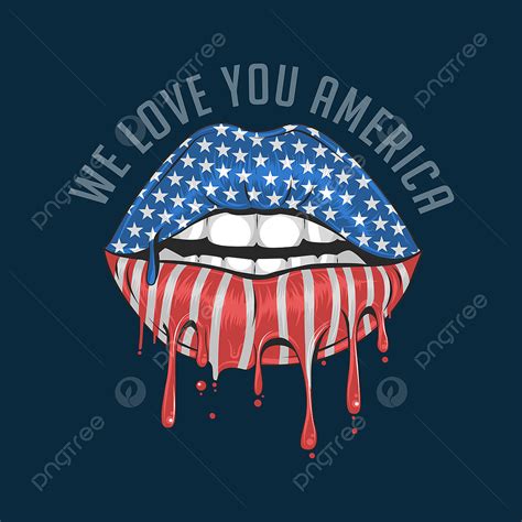 American Flag Lips Clipart Vector Image