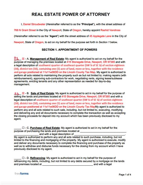 Free Real Estate Power Of Attorney Forms Pdf Word