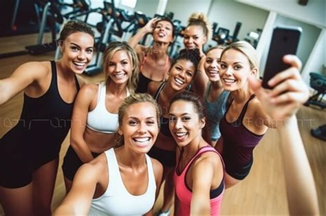Premium Ai Image Shot Of A Group Of People Taking Selfies Together At The Gym Created With
