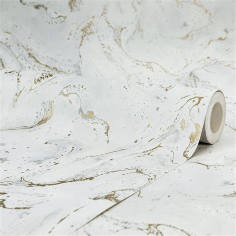 Onyx Marble Metallic Wallpaper In White And Gold Metallic Wallpaper