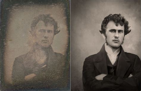 An Old Photo Of A Man With His Arms Crossed And Another Photograph Of