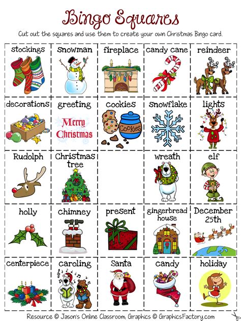 Free Printable Christmas Bingo Cards With Words Printable Word Searches