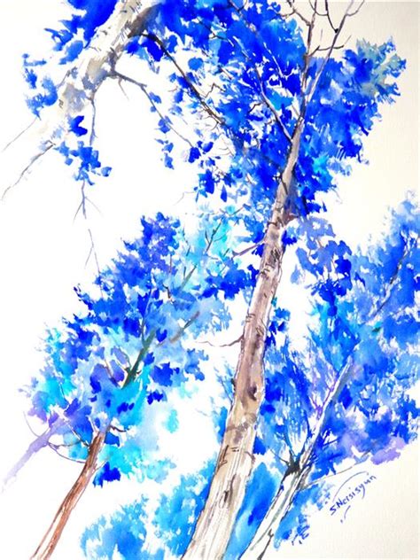 Buy Original Art By Suren Nersisyan Watercolor Painting Blue