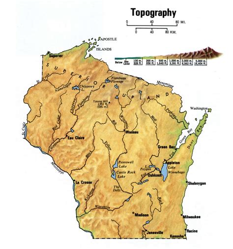 Wisconsin Topographic Mapfree Topographical Map Of Wisconsin Topo