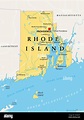 Rhode Island, mapa político con la capital Providence. Estado de Rhode ...