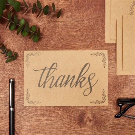 Kraft Thank You Cards With Envelopes For Wedding Baby Shower 4x6 In