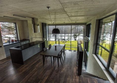 Environmentally Friendly House Villa With Mosaic Facade Grey Kitchen