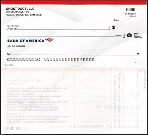 Bank Of America Personal Check Fully Editable Psd Template Comes With