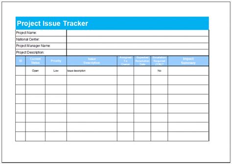 Project Issue Tracking Template Excel