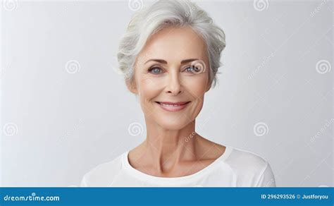 Ageless Beauty Smiling Mature Woman S Radiant Portrait Isolated On