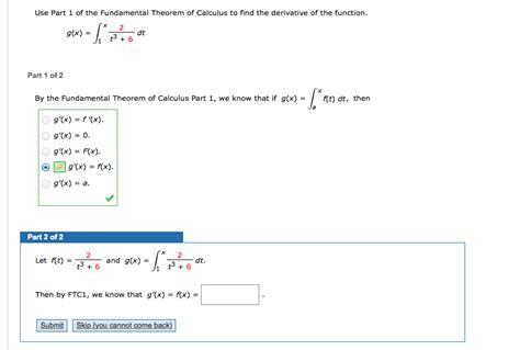 Solved Use Part 1 Of The Fundamental Theorem Of Calculus To