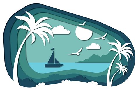 Evening Beach Vector Illustration Graphic By Roman Caseru · Creative