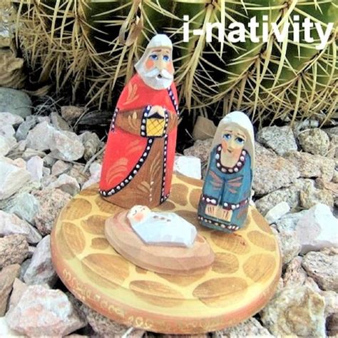 Russian Carved Wood Nativity Etsy