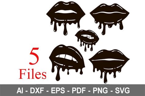 Lips Svg Lips Silhouette Kiss Dripping Lips SVG Biting Lips Etsy