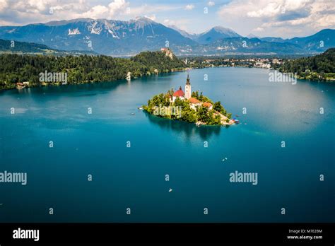 Slovenia Aerial View Resort Lake Bled Stock Photo Alamy