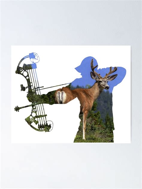 Elk Hunter Bow Hunter Female Bow Hunter Silhouette Poster For